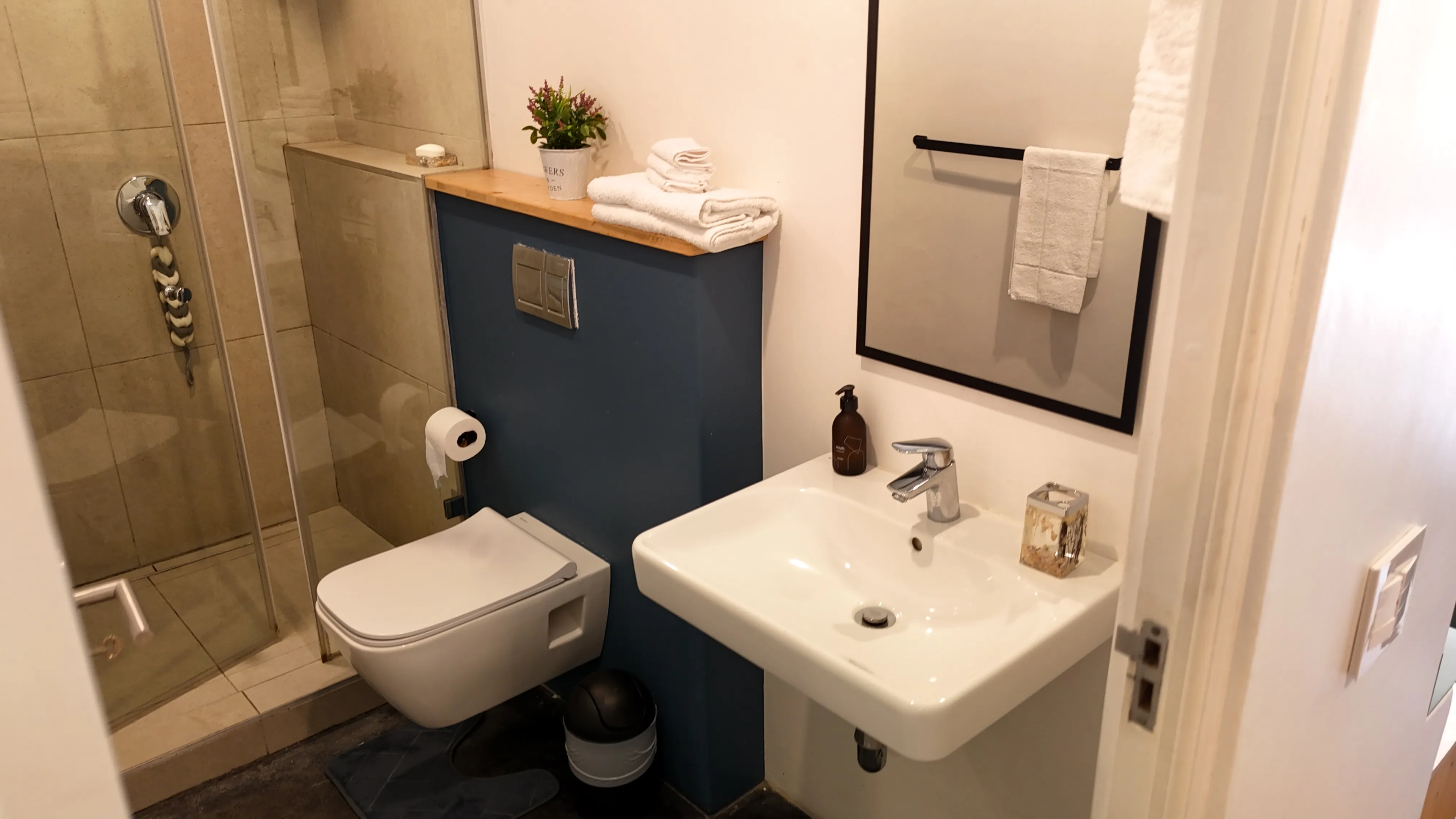 Modern bathroom with walk-in shower