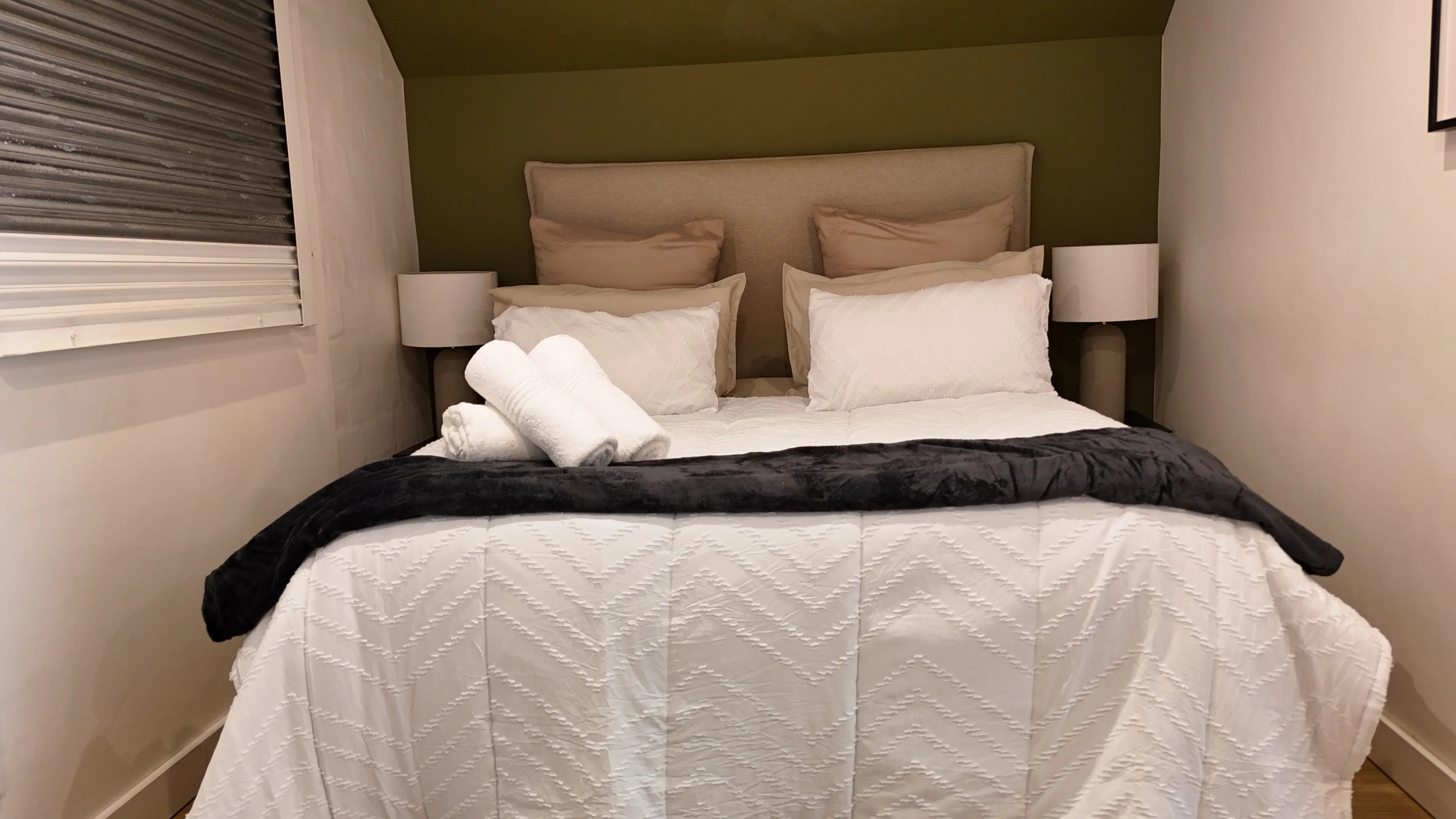 Comfortable double bed with fresh linens